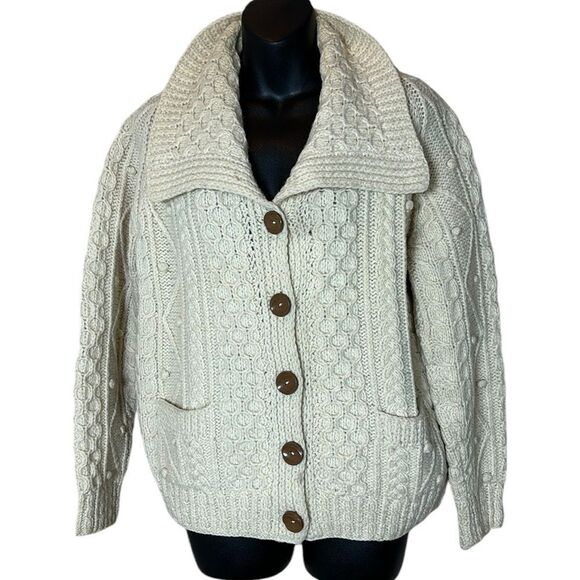 Loch garman fisher knit 100% wool made in Ireland chunky thick knit sweater - Picture 1 of 6